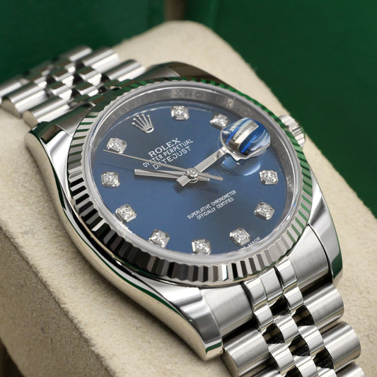 Datejust 36 Blue Diamond Dial Concealed Clasp 116234 - Full Set (2015)