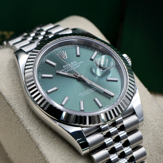 Rolex Datejust 41 Mint Green Fluted Jubilee 126334 - Full Set (2025)
