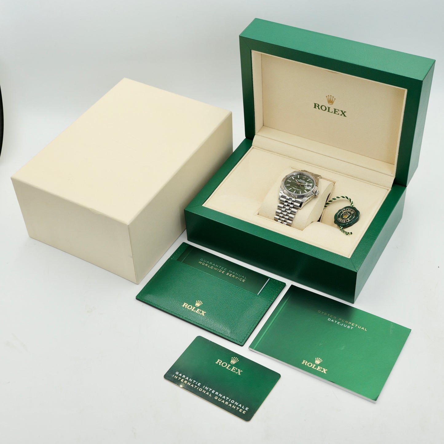 Rolex Datejust 36 Green Palm Motif Dial 126234 - Full Set (2023)