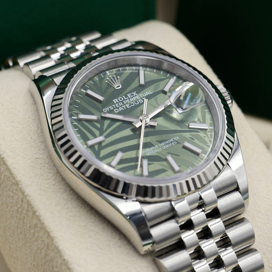 Rolex Datejust 36 Green Palm Motif Dial 126234 - Full Set (2023)