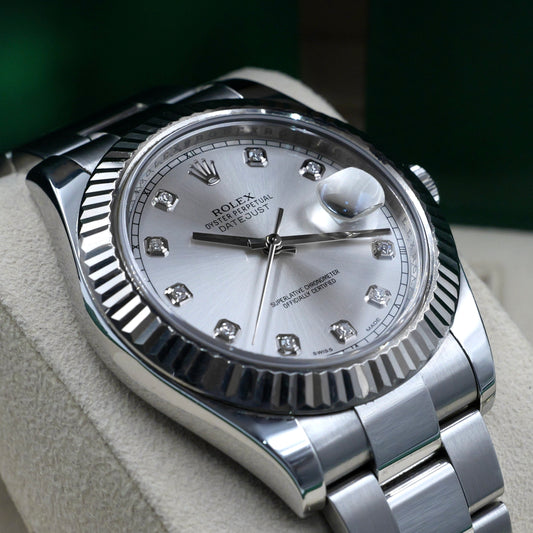Rolex Datejust II Price on request Silver Diamond Dial 116334 - Full Set (2014)