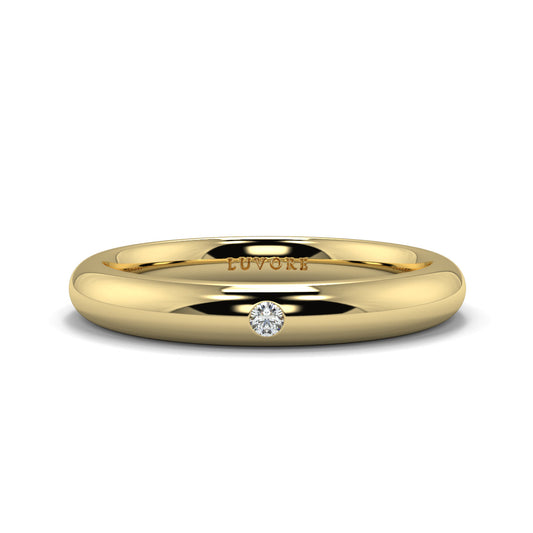Single Diamond - 3.0mm - Gents Wedding Band