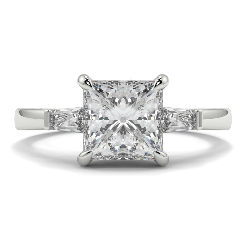 Princess 3 Stone Baguette Sides Ring