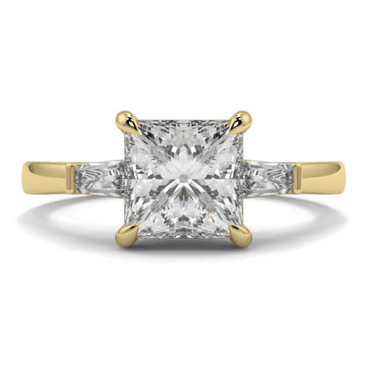 Princess 3 Stone Baguette Sides Ring