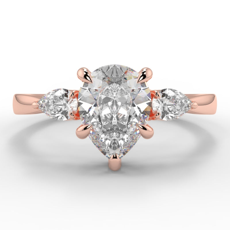 Pear 3 Stone Ring