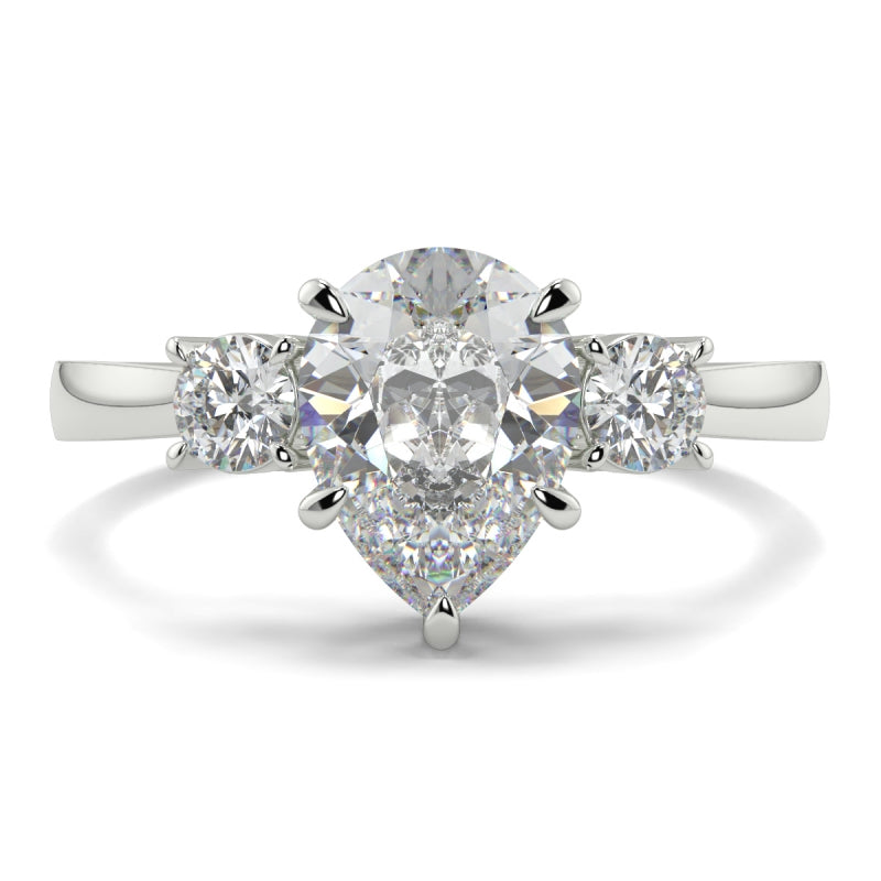 Pear 3 Stone Round Sides Ring
