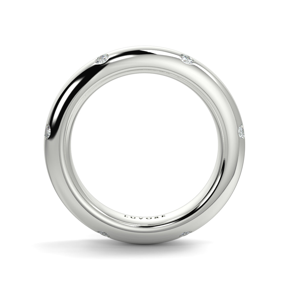 Wedding Band Diamond Set Rounded Court Shape Gents And Ladies