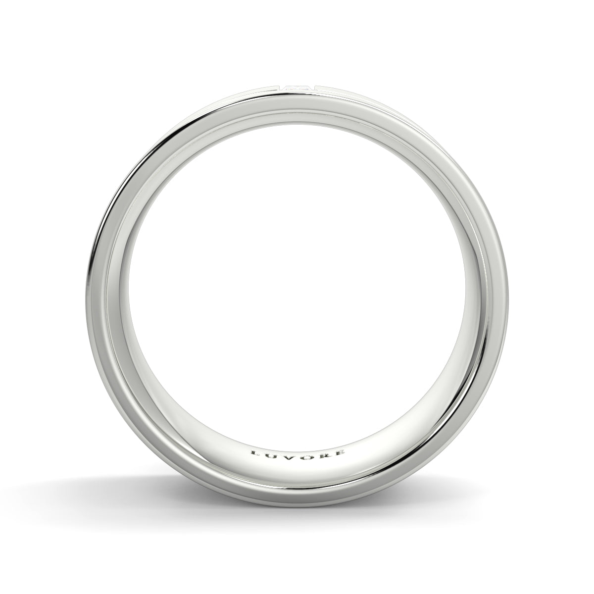 Gents Emerald Cut Diamond Wedding Two Tone Matte Finish Bands