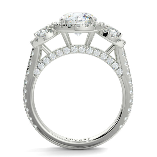 Celest - 1.5 CT - Round Trilogy Halo Diamond Ring