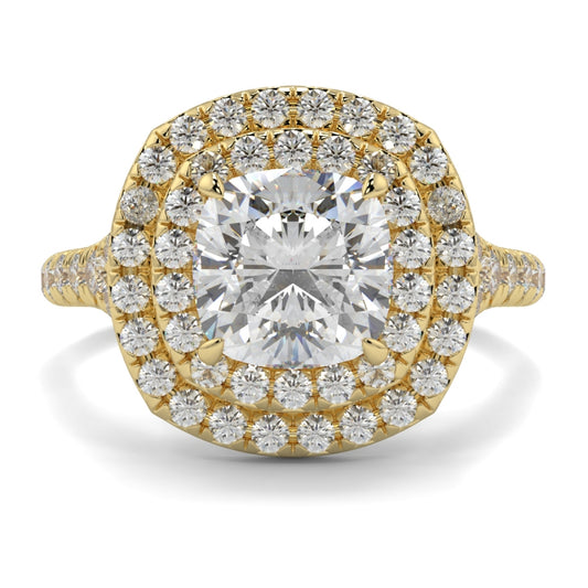 Double Halo Cushion Shape Ring