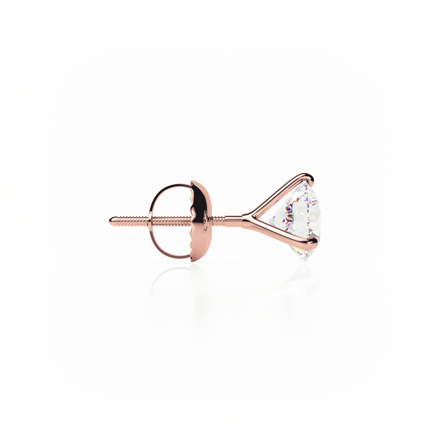 Rose gold earring with a clear gemstone on a white background yb jewellers popular diamond earrings gifts