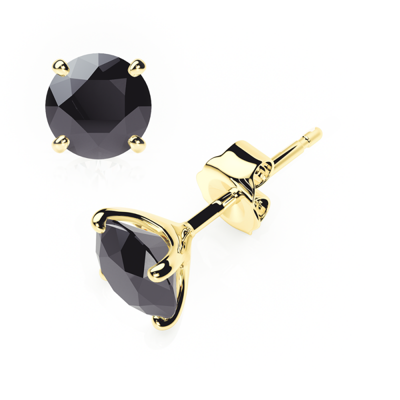 Black Diamond Earrings 0.20 CTW Studs 4 CLAW 18K Rose Gold - BUTTERFLY
