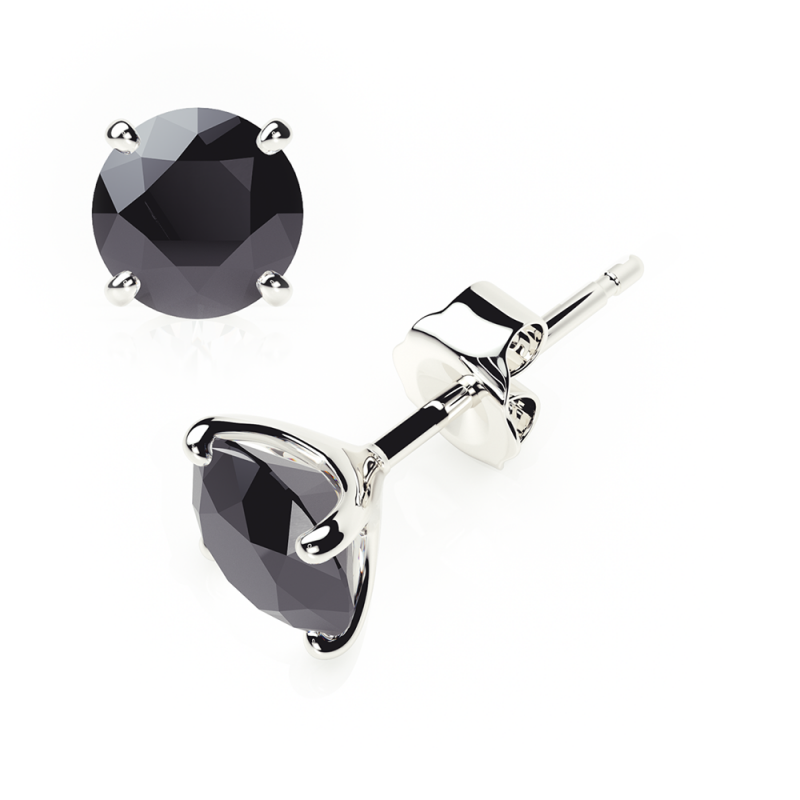 Black Diamond Earrings 0.20 CTW Studs 4 CLAW 18K Rose Gold - BUTTERFLY