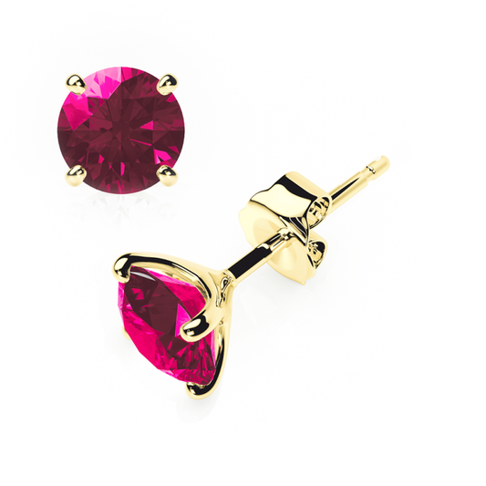 Ruby Earrings 0.20 CTW Studs 4 CLAW 18K Rose Gold - BUTTERFLY