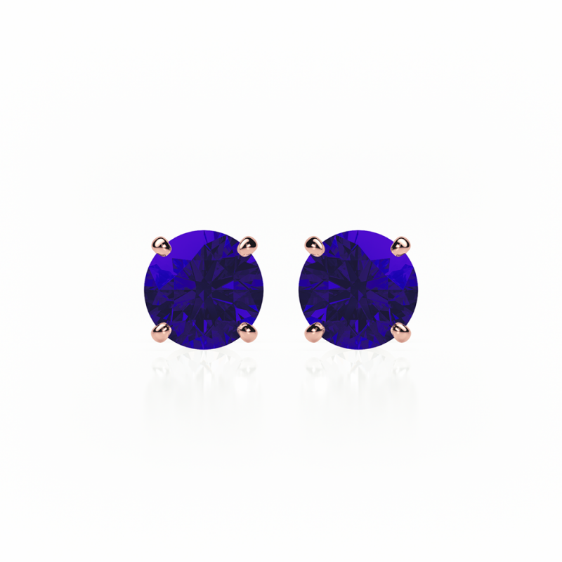 Sapphire Earrings 0.20 CTW Studs 4 CLAW 18K Rose Gold - SCREW