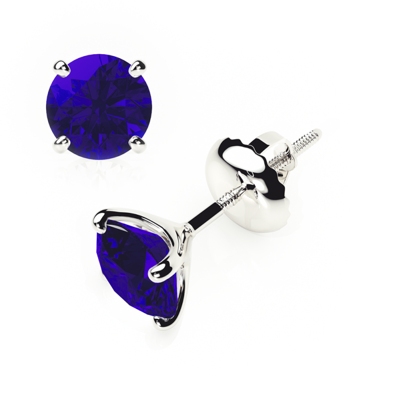 Sapphire Earrings 0.20 CTW Studs 4 CLAW 18K Rose Gold - SCREW