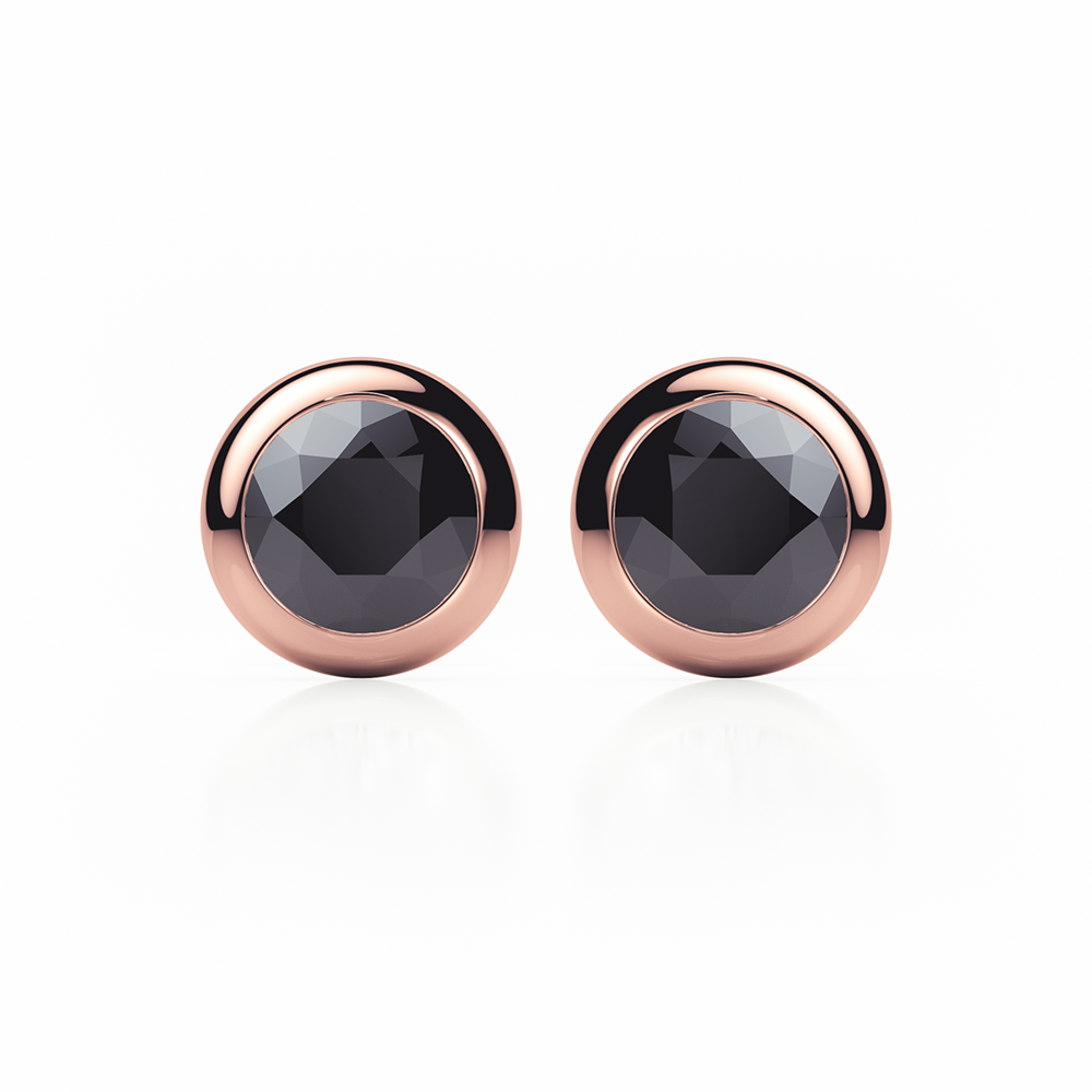 Black Diamond Earrings 0.20 CTW Studs RUBOVER 18K Rose Gold - BUTTERFLY