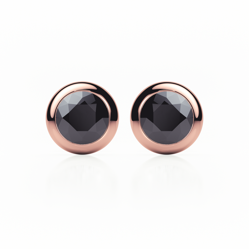 Black Diamond Earrings 0.20 CTW Studs RUBOVER 18K Rose Gold - SCREW