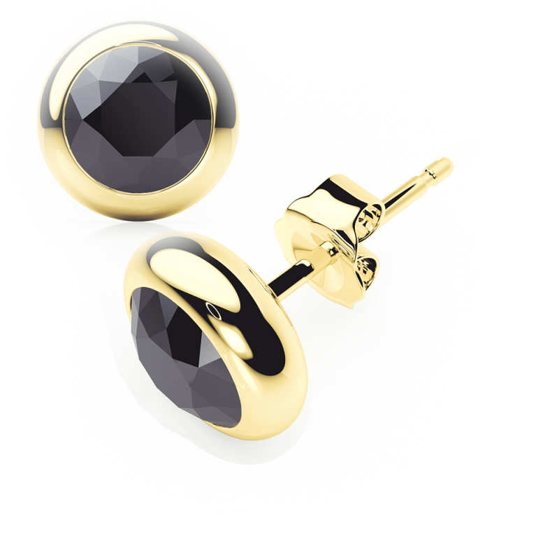 Black Diamond Earrings 0.20 CTW Studs RUBOVER 18K Rose Gold - BUTTERFLY