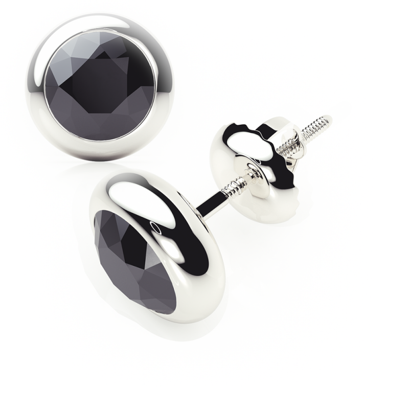 Black Diamond Earrings 0.20 CTW Studs RUBOVER 18K Rose Gold - SCREW