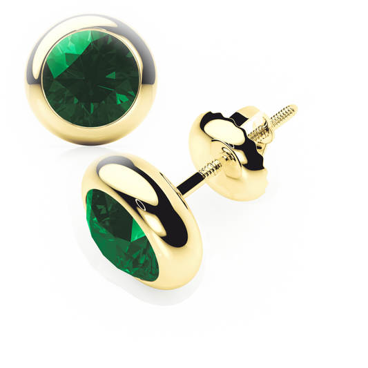 Emerald Earrings 0.20 CTW Studs RUBOVER 18K Rose Gold - SCREW