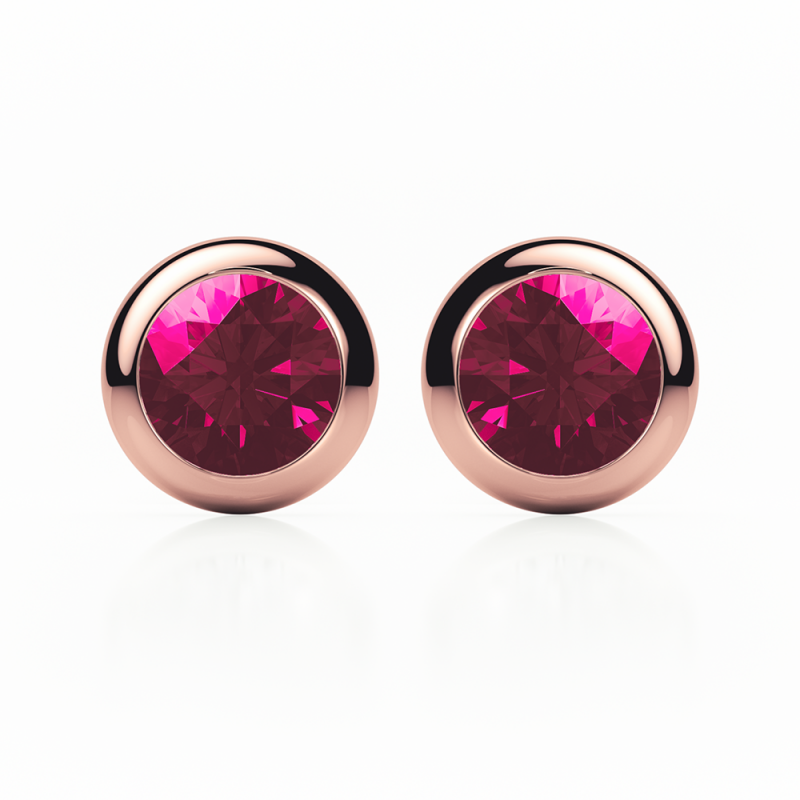 Ruby Earrings 0.20 CTW Studs RUBOVER 18K Rose Gold - SCREW
