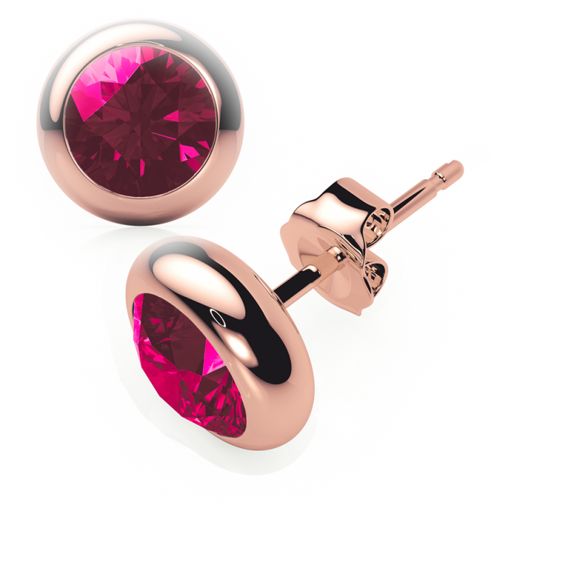Ruby Earrings 0.20 CTW Studs RUBOVER 18K Rose Gold - BUTTERFLY