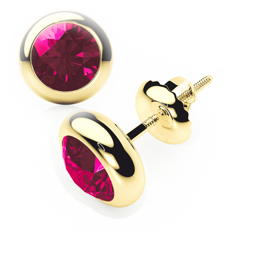 Ruby Earrings 0.20 CTW Studs RUBOVER 18K Rose Gold - SCREW