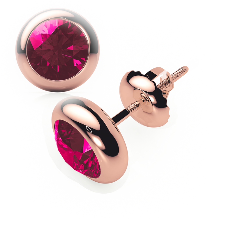 Ruby Earrings 0.20 CTW Studs RUBOVER 18K Rose Gold - SCREW