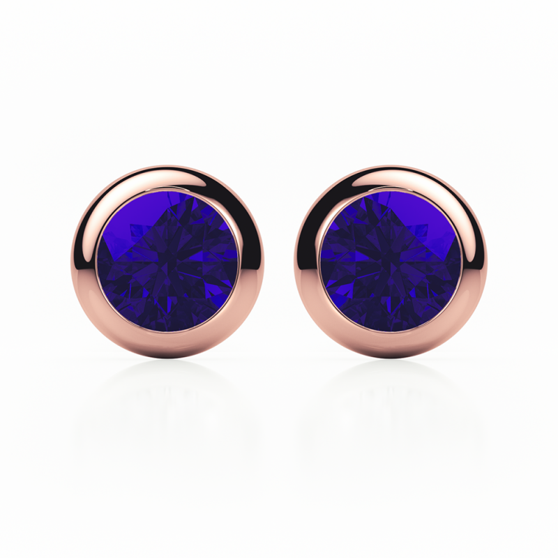 Sapphire Earrings 0.20 CTW Studs RUBOVER 18K Rose Gold - SCREW