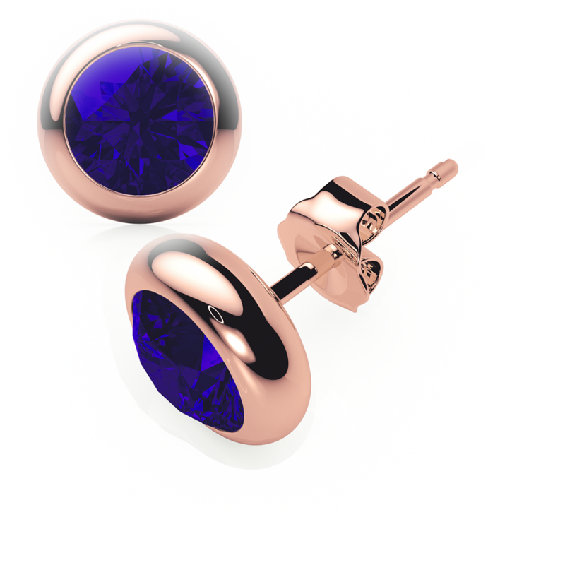 Sapphire Earrings 0.20 CTW Studs RUBOVER 18K Rose Gold - BUTTERFLY