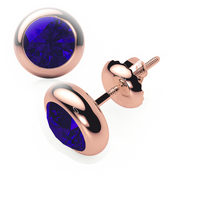 Sapphire Earrings 0.20 CTW Studs RUBOVER 18K Rose Gold - SCREW