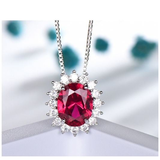 Ruby Diamond Oval Pendant