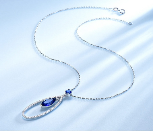 Sapphire Marquise Diamond Oval Pendant