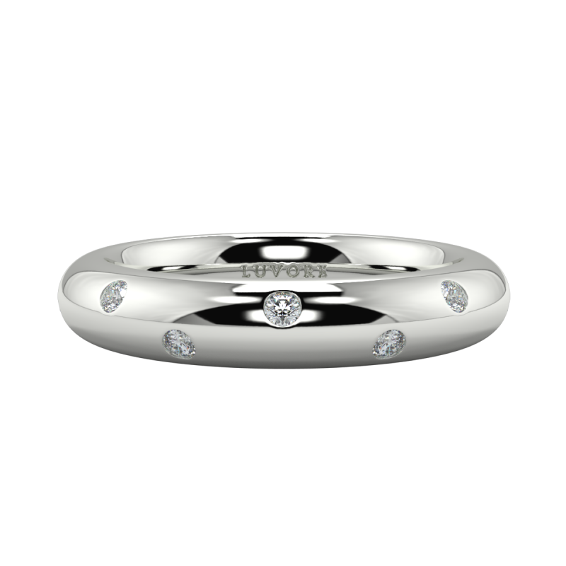 Wedding Band Diamond Set Rounded Court Shape Gents And Ladies
