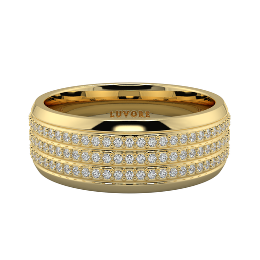 3 Row Diamond Set Wedding Band