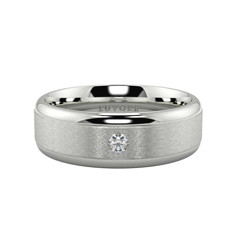 Gents Round Cut Diamond Wedding Two Tone Matte Finish Bands
