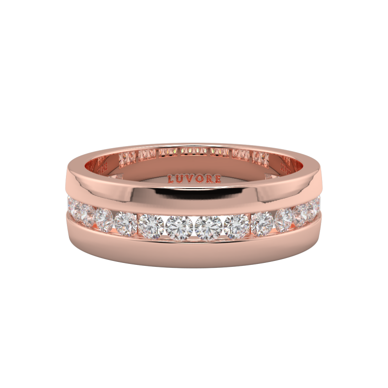 Round Cut Diamond Wedding Single Diamond Row Bands