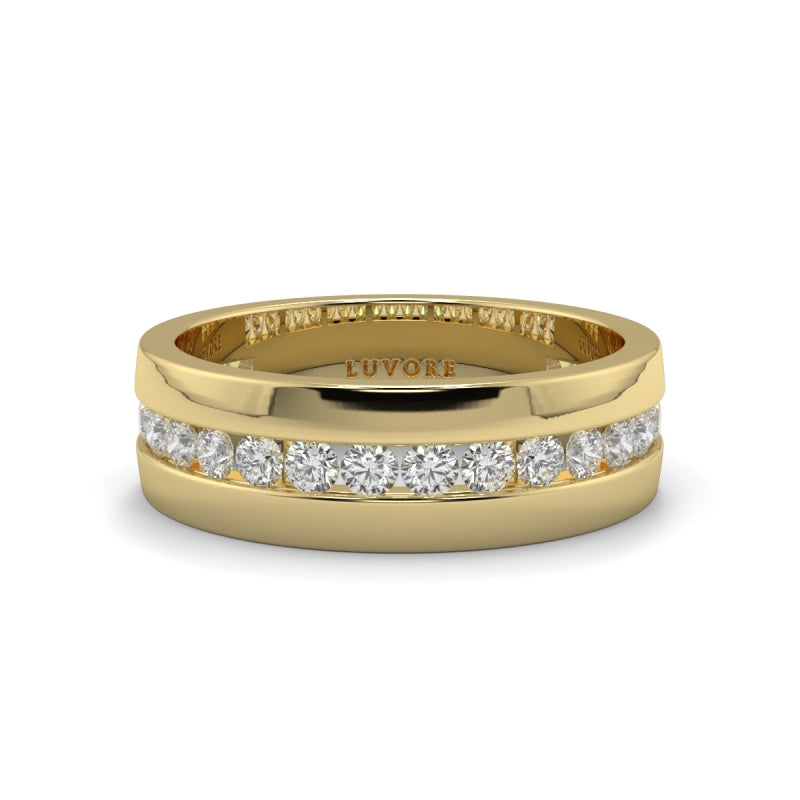 Round Cut Diamond Wedding Single Diamond Row Bands