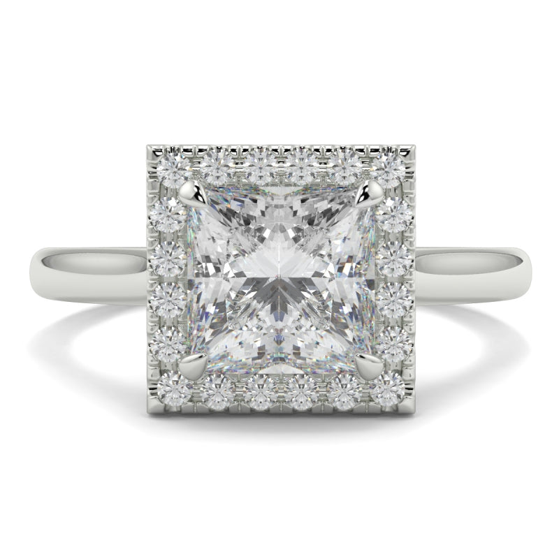 Halo Plain Shoulder Princess Shape Ring