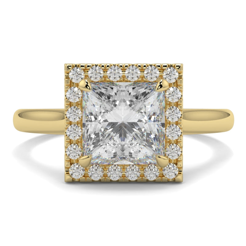 Halo Plain Shoulder Princess Shape Ring