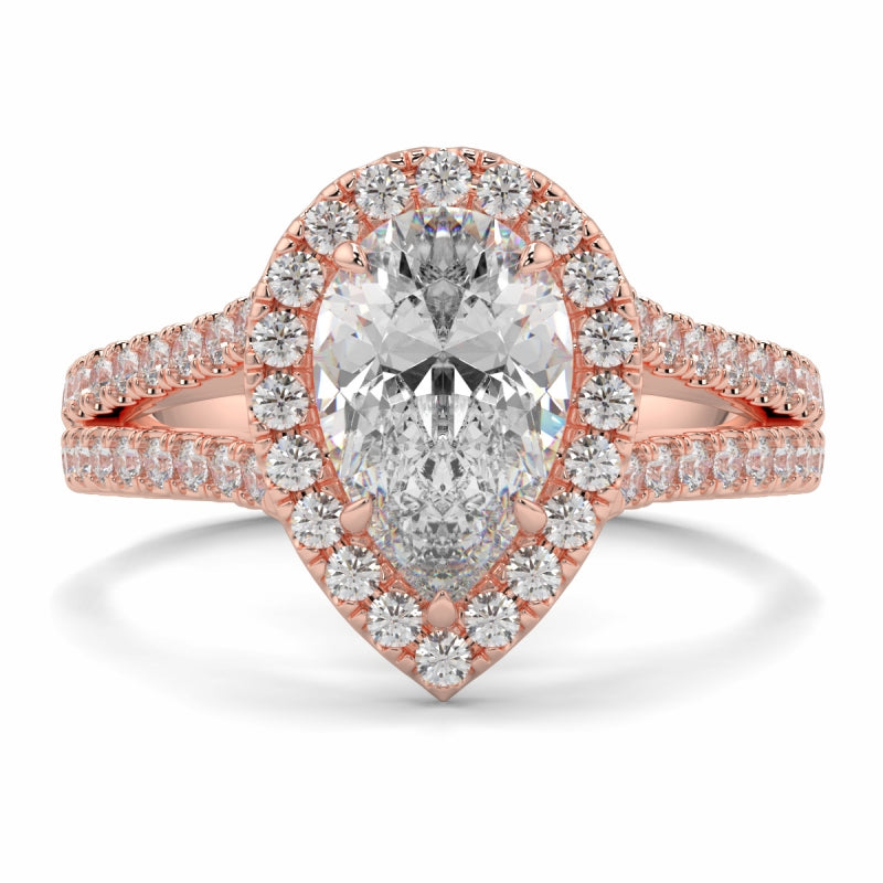 Halo Pear Shape Split Ring