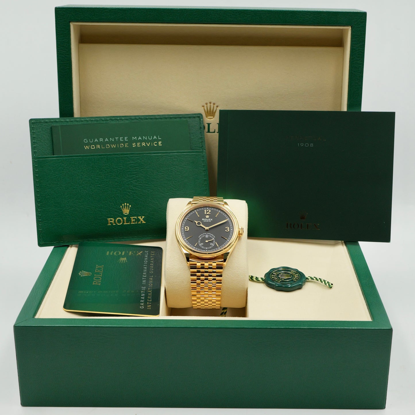Rolex 1908 18K Yellow Gold Settimo bracelet 52508 Full Set 2025