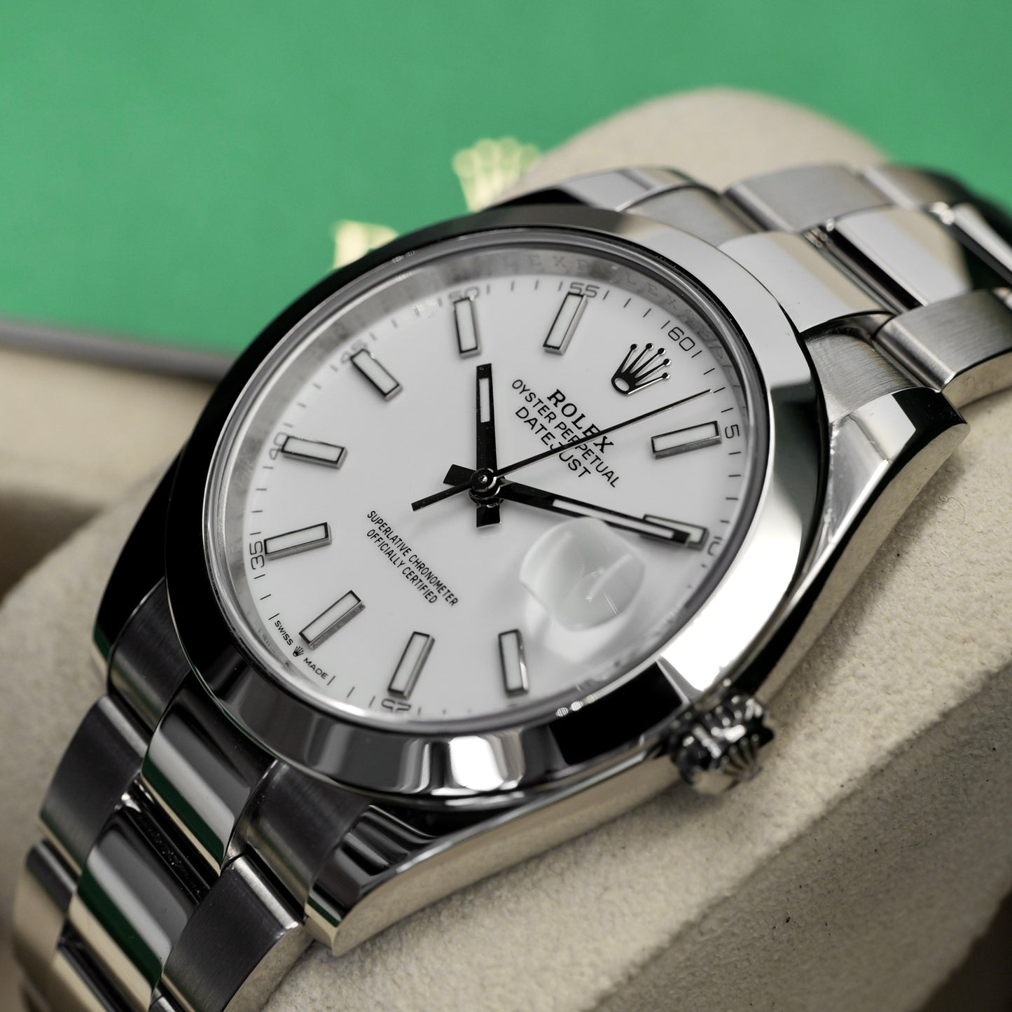 Rolex Datejust 41 White Baton Dial 126300 - Full Set (2021)
