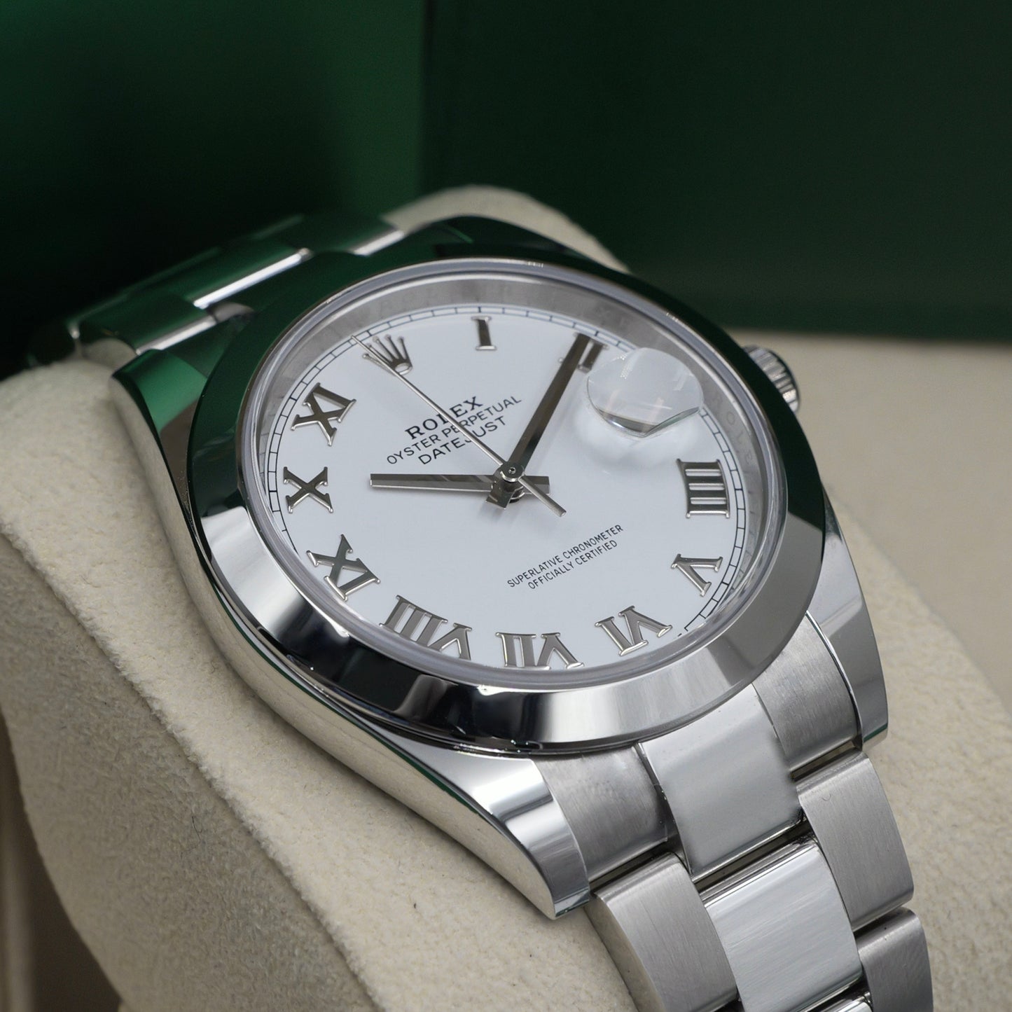 Rolex Datejust 41 White Roman Numeral Dial Smooth Bezel 126300 - Full Set (2024)