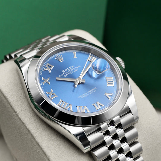 Rolex Datejust 41 Azzurro Blue Smooth Jubilee 126300 Full Set 2025