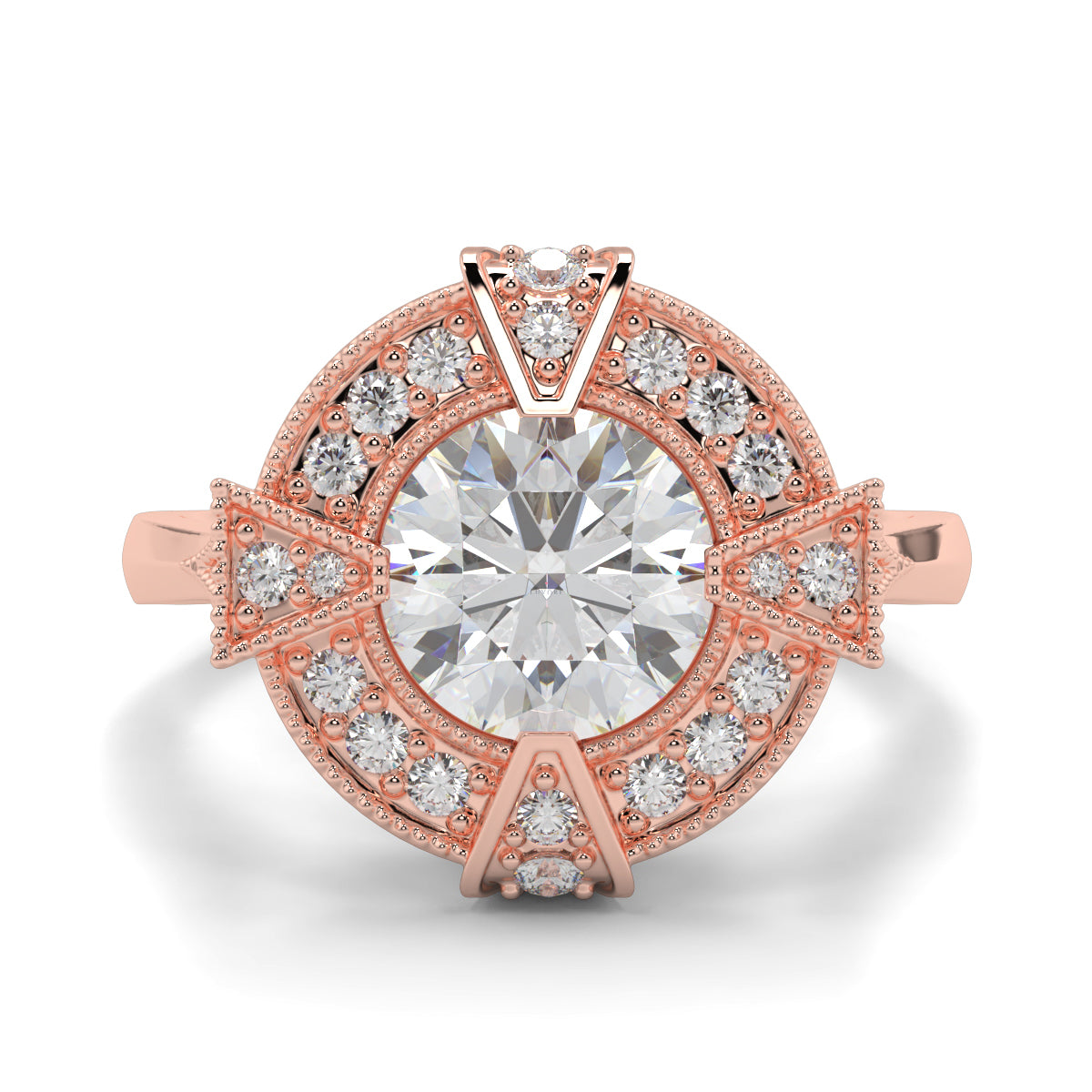 Vintage Halo Round Ring