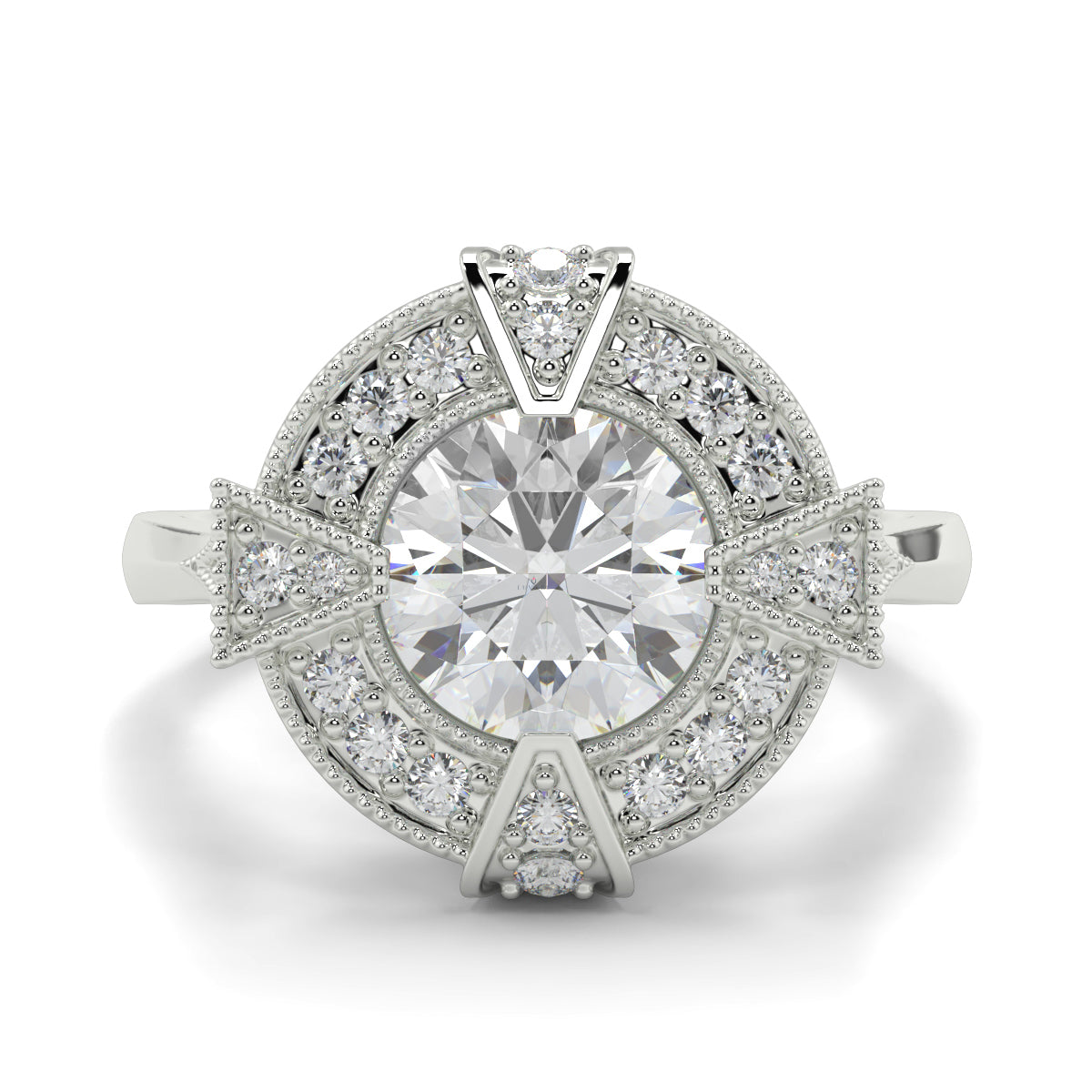 Vintage Halo Round Ring
