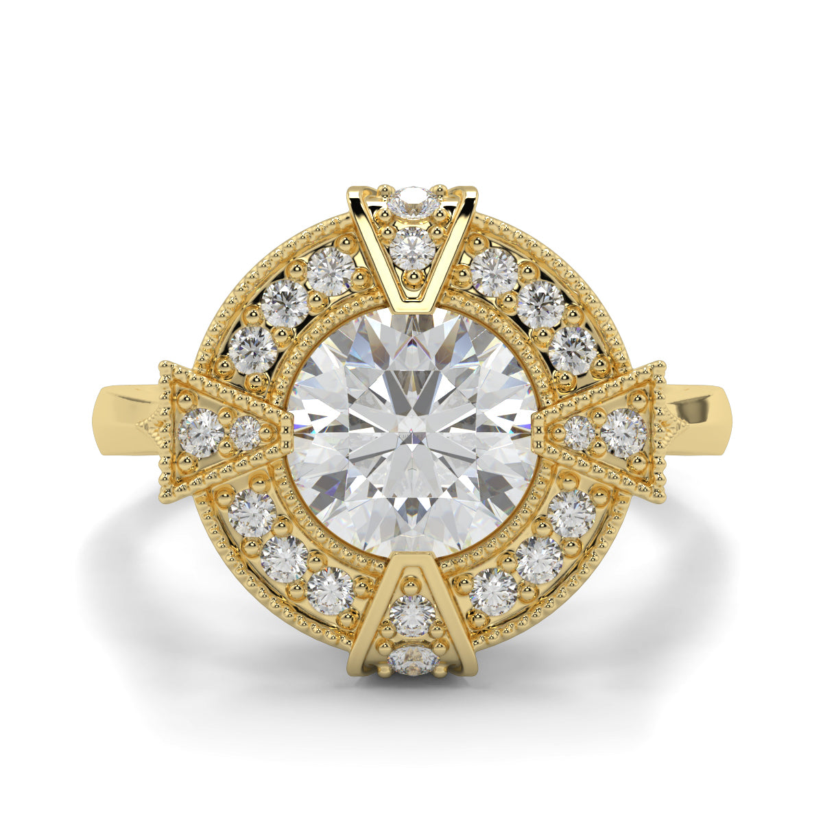 Vintage Halo Round Ring