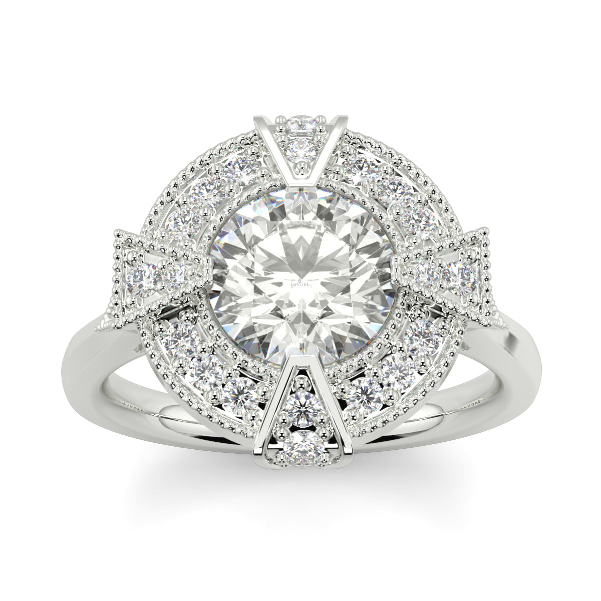 Vintage Halo Round Ring
